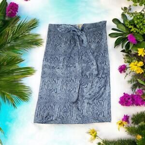 Lane Bryant Wrap Skirt Blue Satin Python Snake Print 22/28 Swim Cover Up